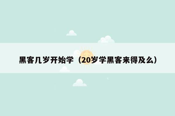 黑客几岁开始学（20岁学黑客来得及么）