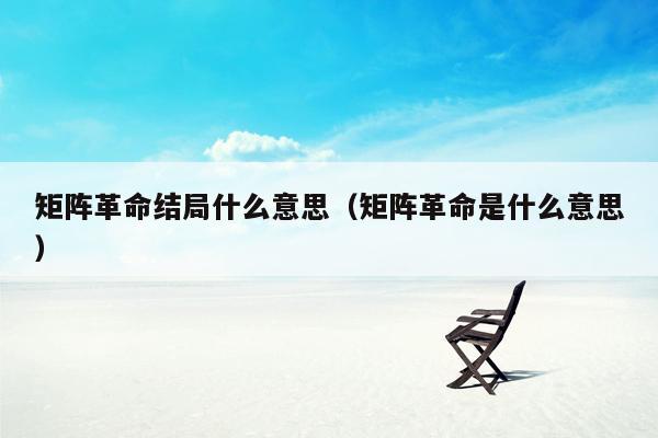 矩阵革命结局什么意思（矩阵革命是什么意思）