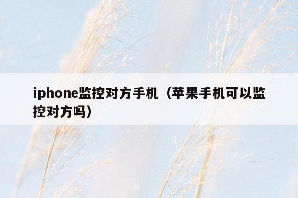 iphone监控对方手机（苹果手机可以监控对方吗）