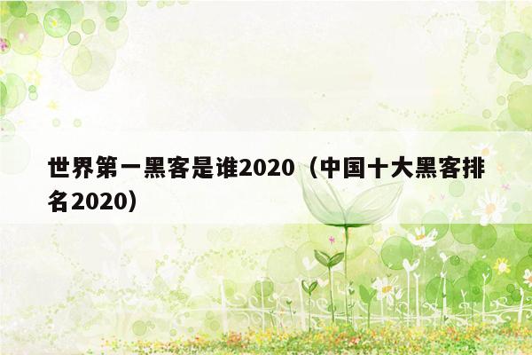 世界第一黑客是谁2020（中国十大黑客排名2020）