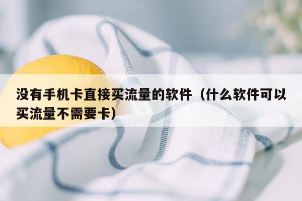 没有手机卡直接买流量的软件（什么软件可以买流量不需要卡）