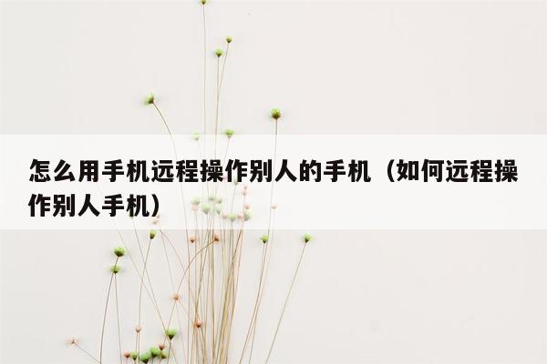 怎么用手机远程操作别人的手机（如何远程操作别人手机）