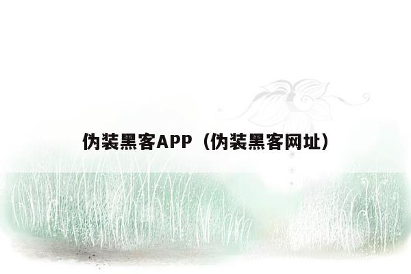 伪装黑客APP（伪装黑客网址）