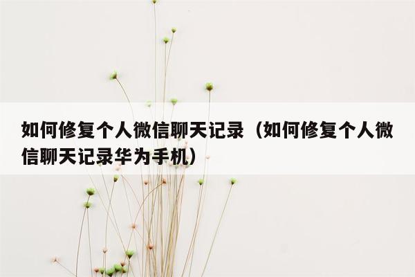 如何修复个人微信聊天记录（如何修复个人微信聊天记录华为手机）