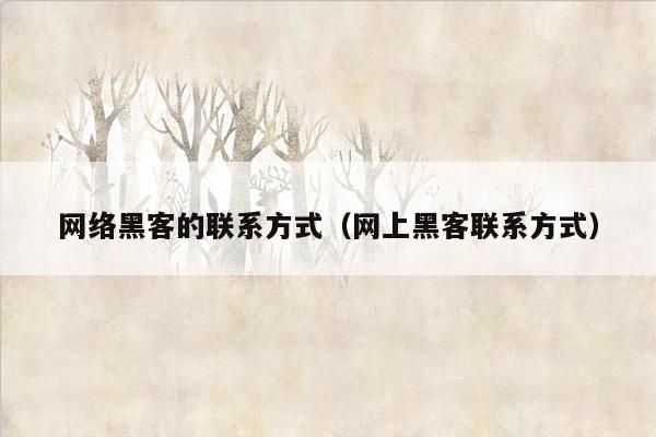 网络黑客的联系方式（网上黑客联系方式）