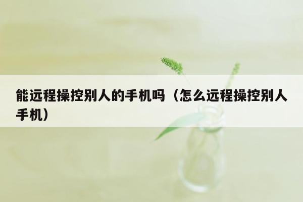 能远程操控别人的手机吗（怎么远程操控别人手机）