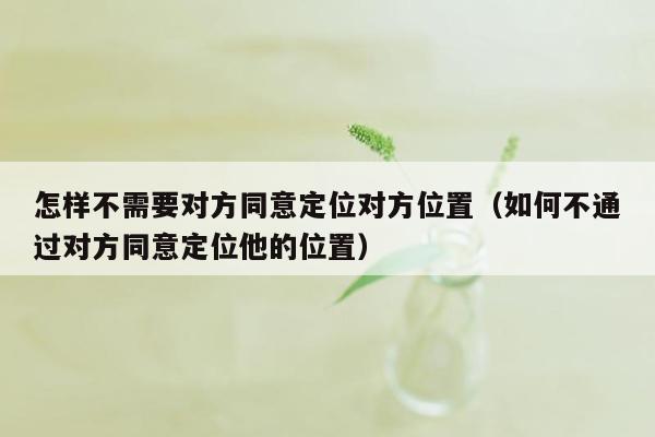 怎样不需要对方同意定位对方位置（如何不通过对方同意定位他的位置）