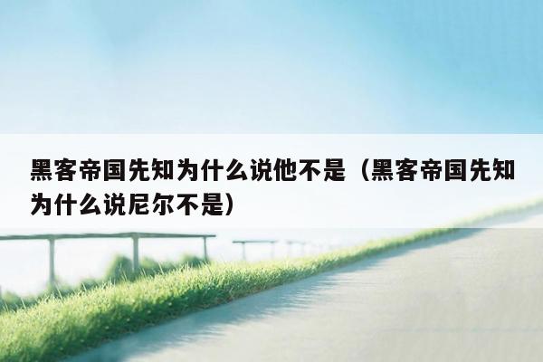 黑客帝国先知为什么说他不是（黑客帝国先知为什么说尼尔不是）