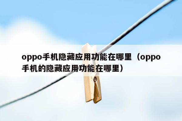 oppo手机隐藏应用功能在哪里（oppo手机的隐藏应用功能在哪里）