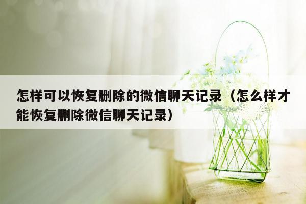 怎样可以恢复删除的微信聊天记录（怎么样才能恢复删除微信聊天记录）