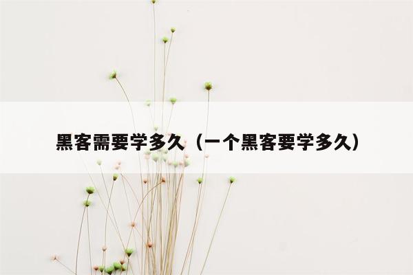 黑客需要学多久（一个黑客要学多久）