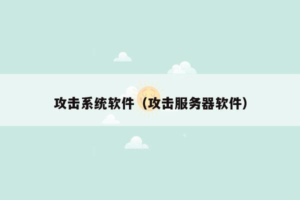 攻击系统软件（攻击服务器软件）