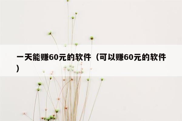 一天能赚60元的软件（可以赚60元的软件）