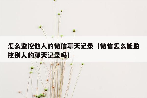 怎么监控他人的微信聊天记录（微信怎么能监控别人的聊天记录吗）