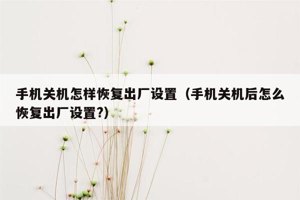 手机关机怎样恢复出厂设置（手机关机后怎么恢复出厂设置?）