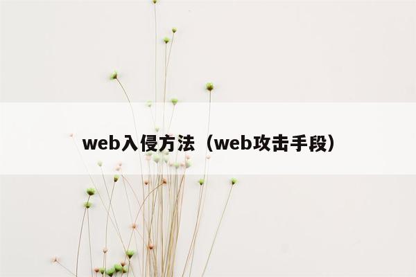 web入侵方法（web攻击手段）