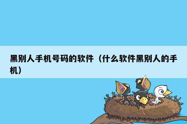 黑别人手机号码的软件（什么软件黑别人的手机）