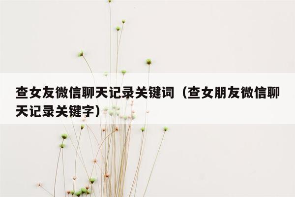 查女友微信聊天记录关键词（查女朋友微信聊天记录关键字）