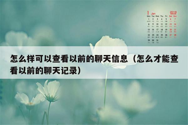 怎么样可以查看以前的聊天信息（怎么才能查看以前的聊天记录）