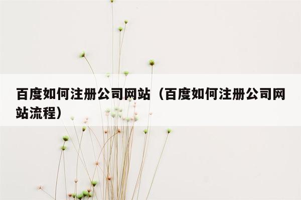 百度如何注册公司网站（百度如何注册公司网站流程）