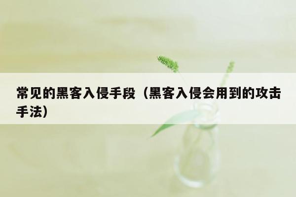 常见的黑客入侵手段（黑客入侵会用到的攻击手法）