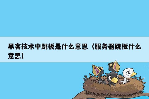 黑客技术中跳板是什么意思（服务器跳板什么意思）