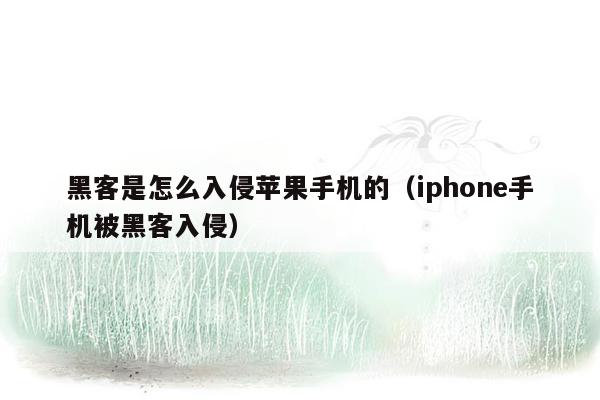 黑客是怎么入侵苹果手机的（iphone手机被黑客入侵）