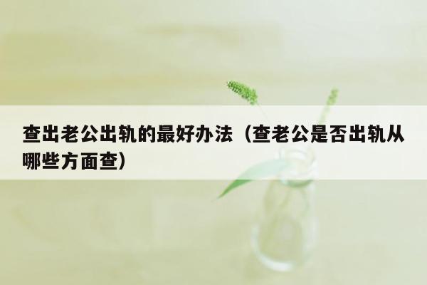 查出老公出轨的最好办法（查老公是否出轨从哪些方面查）