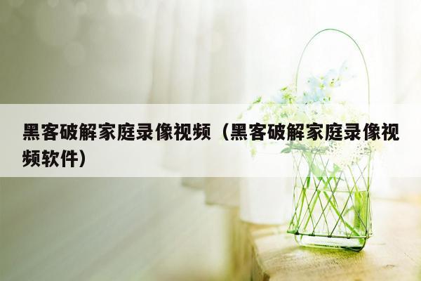 黑客破解家庭录像视频（黑客破解家庭录像视频软件）