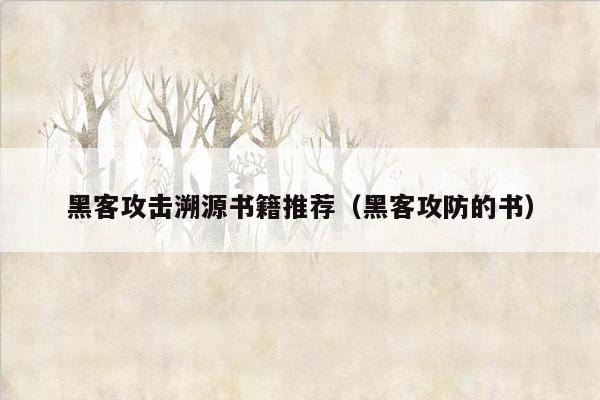 黑客攻击溯源书籍推荐（黑客攻防的书）