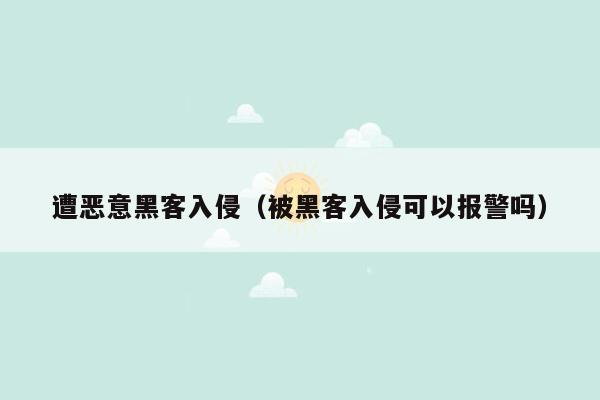 遭恶意黑客入侵（被黑客入侵可以报警吗）