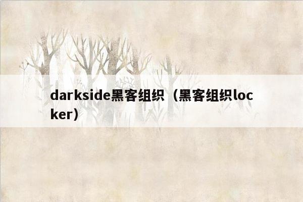 darkside黑客组织（黑客组织locker）