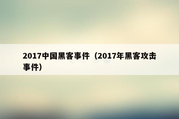 2017中国黑客事件（2017年黑客攻击事件）