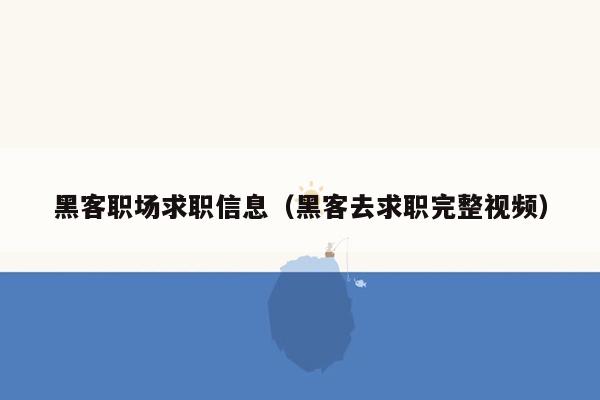 黑客职场求职信息（黑客去求职完整视频）