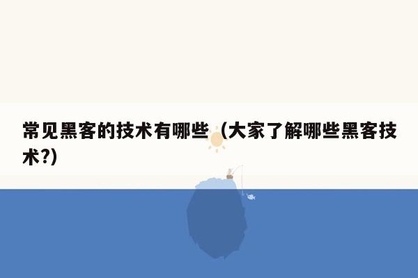 常见黑客的技术有哪些（大家了解哪些黑客技术?）