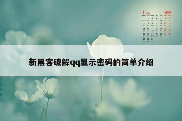 新黑客破解qq显示密码的简单介绍