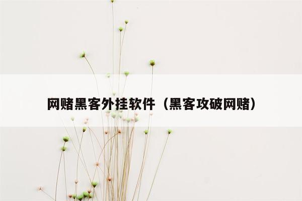 网赌黑客外挂软件（黑客攻破网赌）