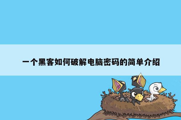 一个黑客如何破解电脑密码的简单介绍