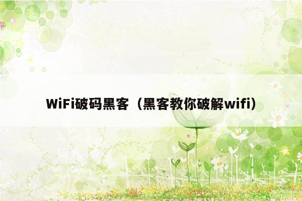 WiFi破码黑客（黑客教你破解wifi）