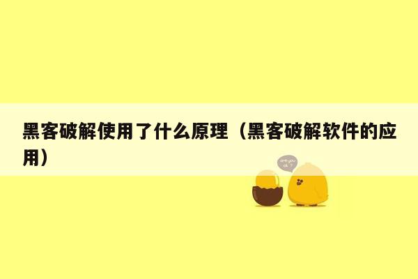 黑客破解使用了什么原理（黑客破解软件的应用）