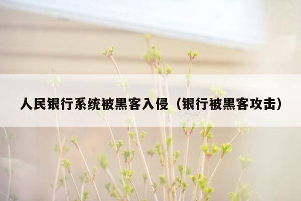 人民银行系统被黑客入侵（银行被黑客攻击）