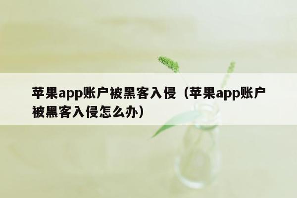 苹果app账户被黑客入侵（苹果app账户被黑客入侵怎么办）