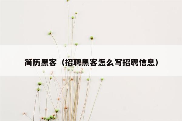 简历黑客（招聘黑客怎么写招聘信息）