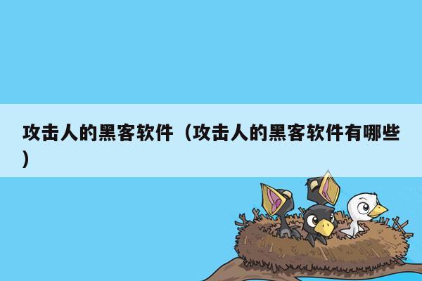 攻击人的黑客软件（攻击人的黑客软件有哪些）