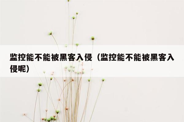 监控能不能被黑客入侵（监控能不能被黑客入侵呢）