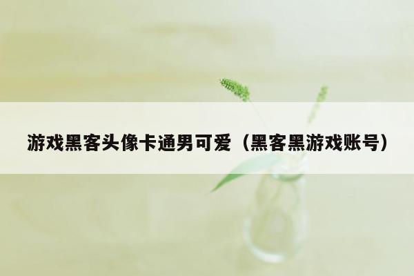 游戏黑客头像卡通男可爱（黑客黑游戏账号）