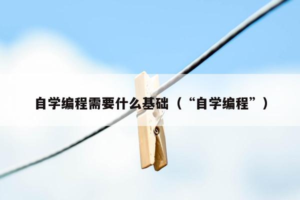 自学编程需要什么基础（“自学编程”）