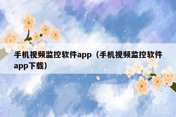 手机视频监控软件app（手机视频监控软件app下载）