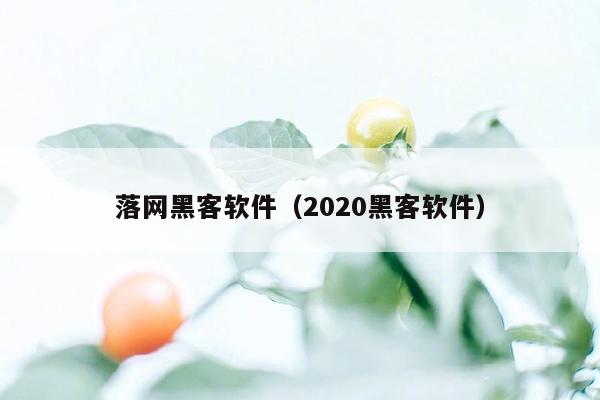 落网黑客软件（2020黑客软件）