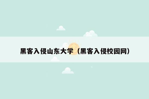 黑客入侵山东大学（黑客入侵校园网）